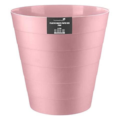 Homeshopa Plastic Waste Paper Bin, 6L Round Waste Basket Trash Can, Lightweight Rubbish Bin for Kitchen, Bedroom, Bathroom, Open-Top Design, Ourdoor Gargabe Container Dustbin (Pink) Cover