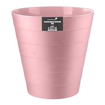 HOMESHOPA Plastic Waste Paper Bin Pink, 6L Round Waste Basket Trash Can, Lightweight Rubbish Bin for Kitchen, Bedroom, Bathroom, Open-Top Design, Ourdoor Gargabe Container Dustbin