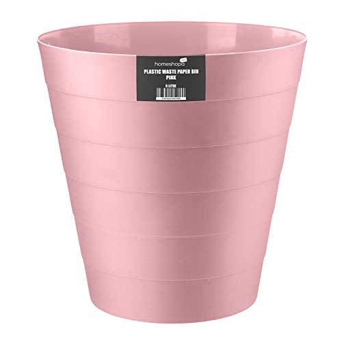 HOMESHOPA Plastic Waste Paper Bin Pink 6L Round Waste Basket Trash Can Lightweight Rubbish Bin for Kitchen Bedroom Bathroom Open-Top Design Ourdoor Gargabe Container Dustbin