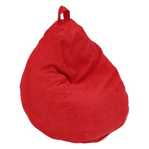 Bean Bag Chair Cover No Filler, Soft Corduroy Bean Bag Cover Plush Toys Organizer Holder Comfortable Beanbag Chairs Cover with Handle Stuffed Animal Bean Bag Storage for Kids Adults Plush Toy (Red)