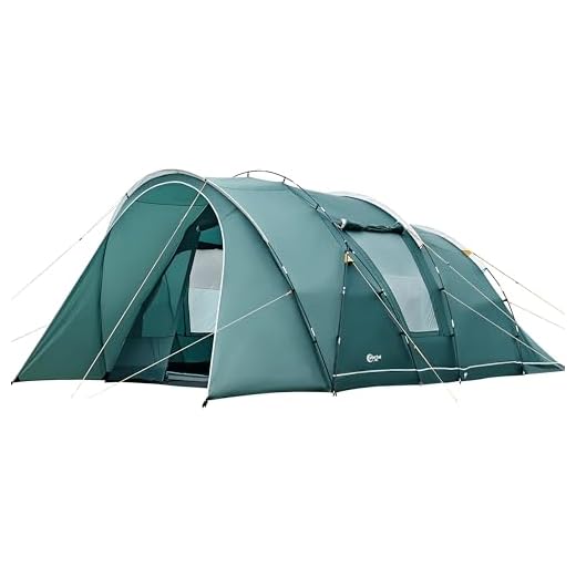 Portal Zelt 5-6 Personen Tunnelzelt Wasserdicht 3000 mm 6 Mann Luxus Campingzelt 2 Schlafkabinen mit Stehhöhe Vorzelt Bodenwanne XXL Groß Familienzelt Gruppenzelt für Camping Reise Trekking Garten