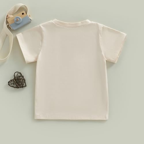 Image of Easter Bunny Shirt for Toddler Boys Girls Kids Funny Rabbit Letters Graphic Cotton Short Sleeve T-Shirt Top