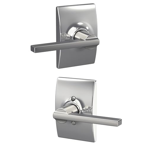 Image of SCHLAGE Latitude Hall /Closet Passage Door Handle, Reversible, Bright Chrome | Hall or closet lever door handle with no lock, Easy to install, Certified durability, Universal fit