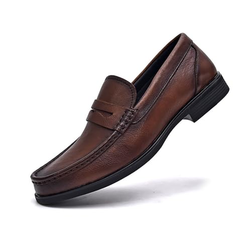 Leather Men Shoes Luxury Trendy Casual Slip On Formal Loafers Men Spring/Autumn Slip-On Sewing Flats