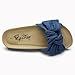 PepStep Slide Sandals for Women or Ladies Dressy Summer Casual, Cute Bow Tie Knot On Top Strap, Comfy Slip On Cork Foot Bed(10,Navy Jeans)
