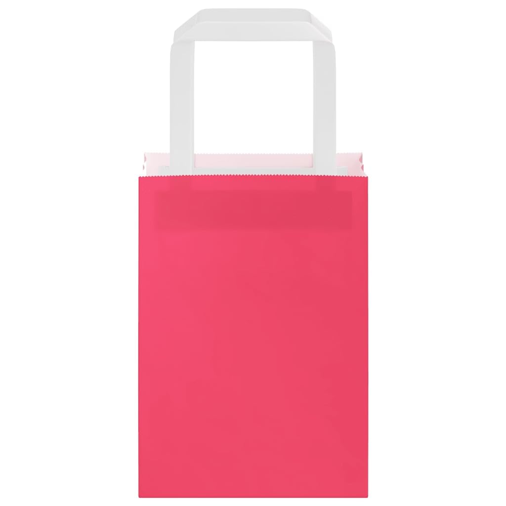 Bolsas de papel 250 piezas con asas rosa 15 x 8 x 21 cm
