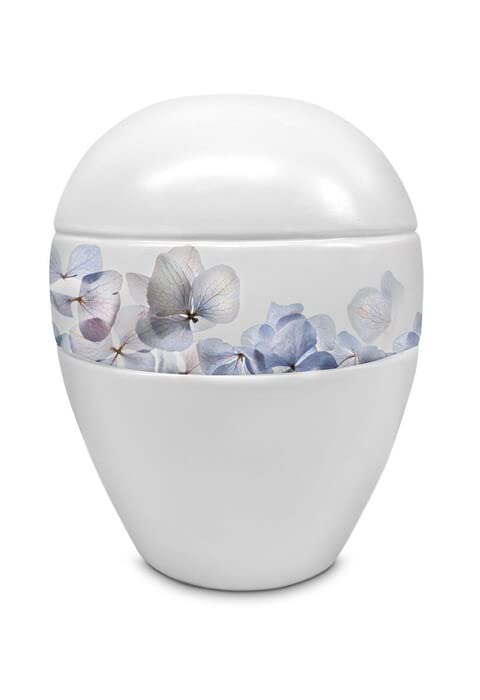 Urne funéraire en porcelaine Fleur Bleue façonnée à la main pour un hommage d'exception