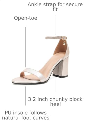 Image of Women's Low Block Chunky Heels, Open Toe Ankle Strap Heels Sandals,Party & Dating Dress Heeled Shoes