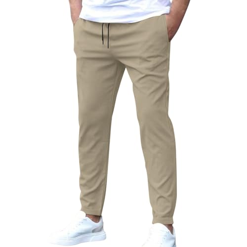 SOOUICKER Sommerhose Herren Leicht Stretch Chino Hose Slim Fit mit Gummibund Stoffhose Sommer Elegant Freizeithose Chino Modern Anzughose Casual mit Gummizug