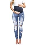 Fengbay Women’s Maternity Jeans Over Bump Stretch Denim Ripped Slim Fit Pregnancy Trousers Casual Maternity Pants