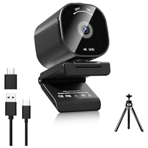 4K Webcam, Webcam for PC with 2 Noise-Canceling Microphones, Webcam for Laptop, USB Webcam, Built-In Privacy Cover, Plug & Play Webcam for Zoom, Teams, Online Classes, Streaming, and Gaming Recording Cover