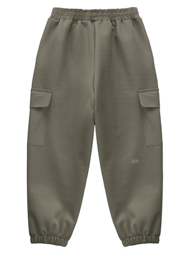 Kids Girls Boys Cargo Pants Thermal Fleece Lined Thick Sweatpants with Pockets for Outdoor Camping Skateboarding4