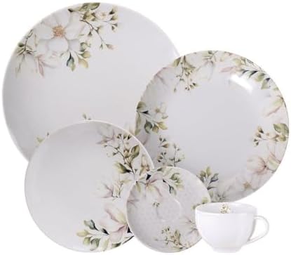 Aparelho Jantar Chá 20 Peças Porcelana Floral Mesa Posta Louça Co...