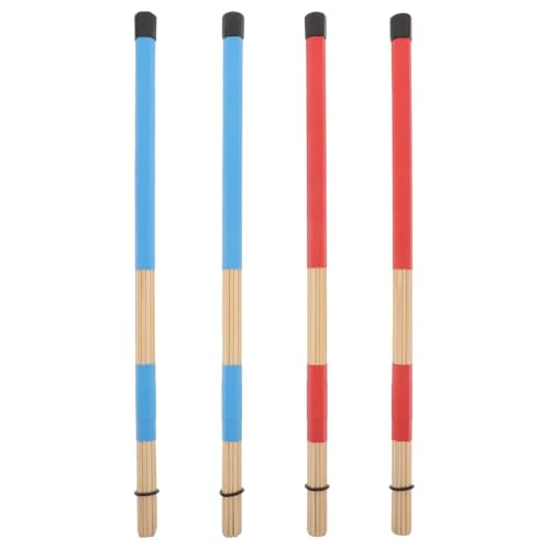 2 Pares de Baquetas Brochas de Madera para Batería y Redoblante - Palillos de Madera para Música Jazz, Acústica y Folk miniatura 1