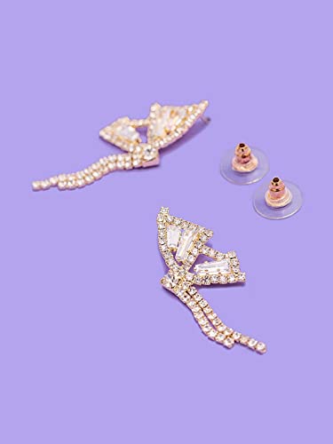 Crystal Butterfly Chain Tassel Drop Earrings