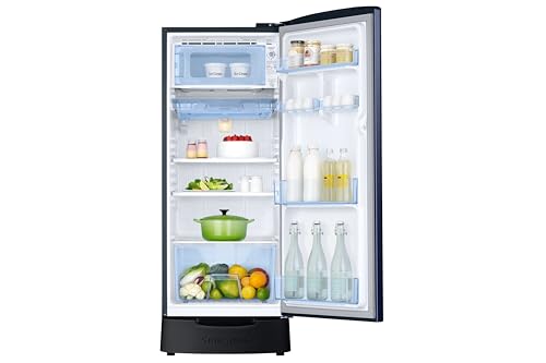 Image of Samsung 183 L, 2 Star, Digital Inverter, Direct-Cool Single Door Refrigerator (RR20H1812HV /HL, Himalayan Poppy Blue, Base Stand Drawer, Single Touch Defrost, 2026 Model)