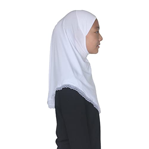 Muslim Hijabs for Girls Kids Hijab Scarves with Lace for Age 6-122