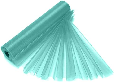 29cm x 25m Baby Blue Roll of Organza Sheer Fabric - Elegant Decorative Cloth for Wedding Chair Bows, Table Runners, Party Favours - Crafting Supplies for Ribbons, Dress Accents and Bags
