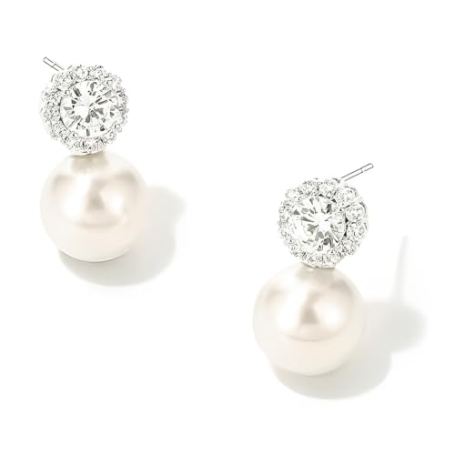 Pendientes De Mujer, Pendientes De Perlas Para Mujer, Pendientes De Perlas De Plata 925, Pendientes De Perlas Redondas, Joyas Hipoalergénicas Para Las Orejas, Pendientes De Perlas