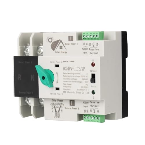 Inverseur ATS 2P 100A rail DIN pour panneau solaire photovoltaïque et alimentation électricité
