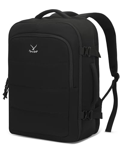 Hynes Eagle Travel Backpack for Women Puffer Flight Approved Carry On Backpack 17 inch Laptop Personal Item Weekender Bag 30L Black