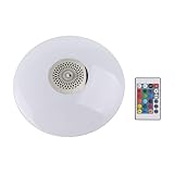 Respicefinem 30W E27 RGBW LED Bombilla inteligente con altavoz Bluetooth Control remoto Iluminación musical para el hogar Bar Tienda