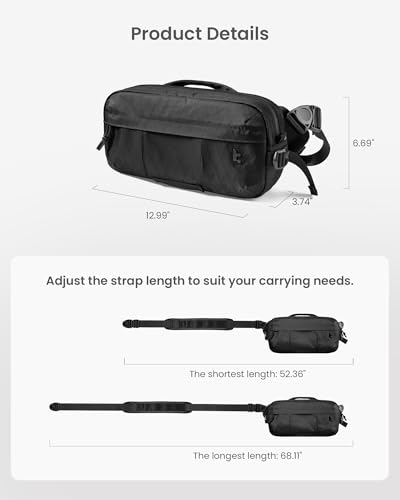 tomtoc Compact EDC Sling Bag, Minimalist Chest Shoulder Backpack Crossbody Bag for Men Women, Lightweight Carry Casual Bag