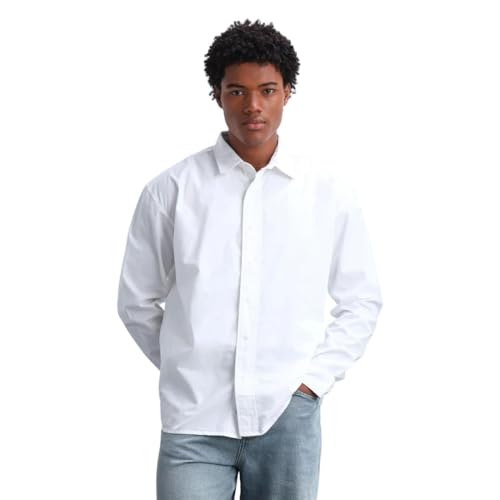 Image of Flying Machine Men's Oversized Fit Shirt | Solid | Long Sleeves | Shirt for Man