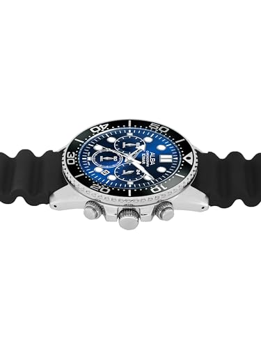 ALBA Silicone Men Analog Wristwatch At3J47X1, Blue Dial, Black Band - Image 4