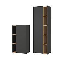 Germania Büro-Set 8599-549 GW-Austin, bestehend aus Zwei Aktenschränken, im Dekor Graphit/Navarra-Eiche-Nb. 139x188x42 cm