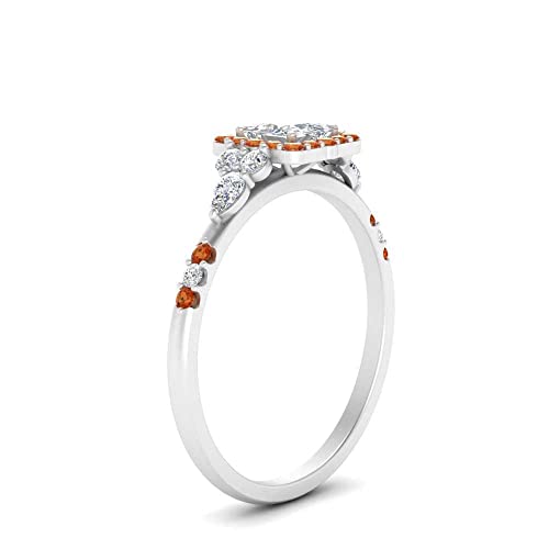 Image of Choose Your Color 925 Sterling Silver Princess Shape Petite Engagement Rings Halo Edwardian Engagement Ring Everyday Wedding Jewelry Handmade Gifts for Wife : US Size 4 to 12