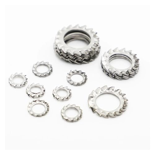 M2.5 M3 M4 M5 M6 M8 M10 M12 M14 M16 M18 M20 304ステンレス鋼ワッシャー外歯付きガスケット鋸歯状ロックワッシャー(M3 50pcs)