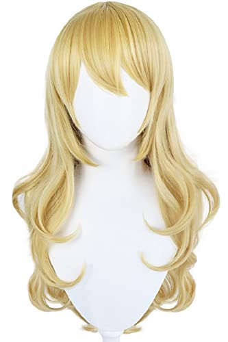 Girls Princess Peach Costume Cosplay Pink Dress Skirt With Crown Necklace Halloween Outfits (White+Wig, 3Y(110)) #TOP4