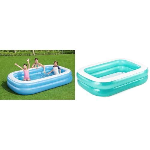 Bestway Family Pool, 262 x 175 x 51 cm & 54005 Aufblasbarer durchsichtiger Familienpool, 201 x 150 x 51 cm - Grün