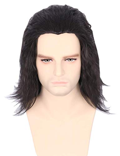 Topcosplay Men's Short Straight Wig Cosplay Wig, Short Black