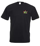 Unisex MFAZ Morefaz Ltd Homme Femme T-Shirt Ganja Moustache Leaf Weed Rasta Face Short Sleeve 420 (Black T-Shirt Ganja NR 4, XXL)