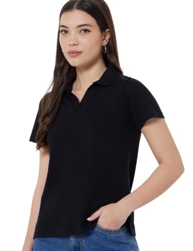 Image of Amazon Brand - Symbol Women Casual Polo T-Shirt | V-Neck | Regular Fit | Short Sleeve