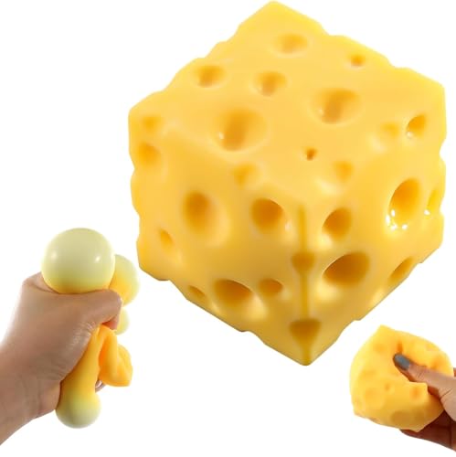 Yellow Cheese Squeeze Toy,Cheese Squeeze Block, Rebounding Sensory,Help for Relax,Focus, Sensory Cheese for & Adults, Food Theme Cheese Cubes Squishy Toys,Focus,Stress Balls for Adults