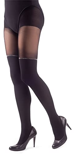 NOQ Collants Imitation Bas Mat Demi-Transparents Femme Sexy Au-Dessus Du Genou Motif Bureau Tenue À Motifs, L