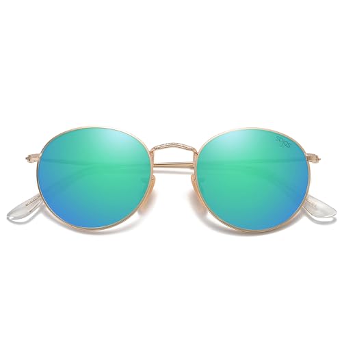Image of SOJOS Small Round Polarized Sunglasses for Women Men Classic Vintage Shades | Lightweight Stainless Steel Frame UV400 Sun Protection Adjustable Nose Pads SJ1014