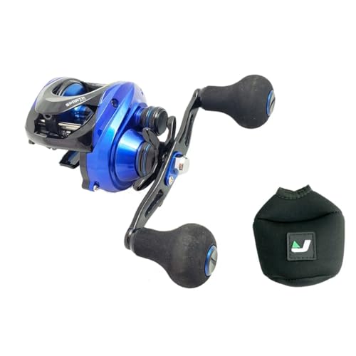 Saint, Carretilha Pesca Saint Plus Sparta Azul Alumínio Rol. 11 Rec 7.0:1 Drag 10Kg Lado da Manivela