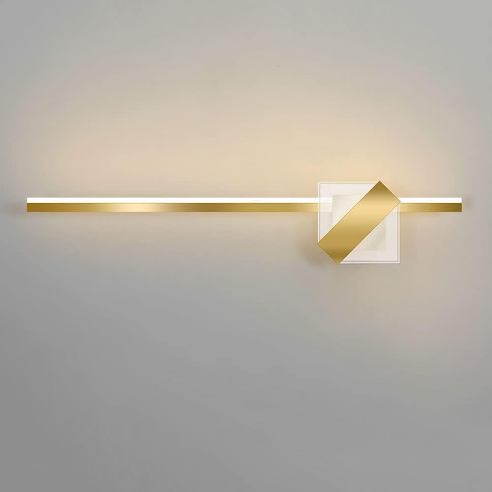 Lámpara de espejo de tocador geométrica, lámpara lineal Compatible with baño, tira dorada, espejo, lámparas frontales, apliques de pared, iluminación LED Compatible with imagen y pantalla, accesorios