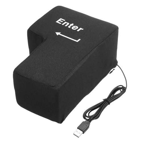 Enter Key Punch Giant Enter Buttons Big Enters Button Relieving Stress Toy Big Enter Key Enter Button Throw Pillow Funny Office Sleeping Pillow Laptop Computer Lap Desk (Black)