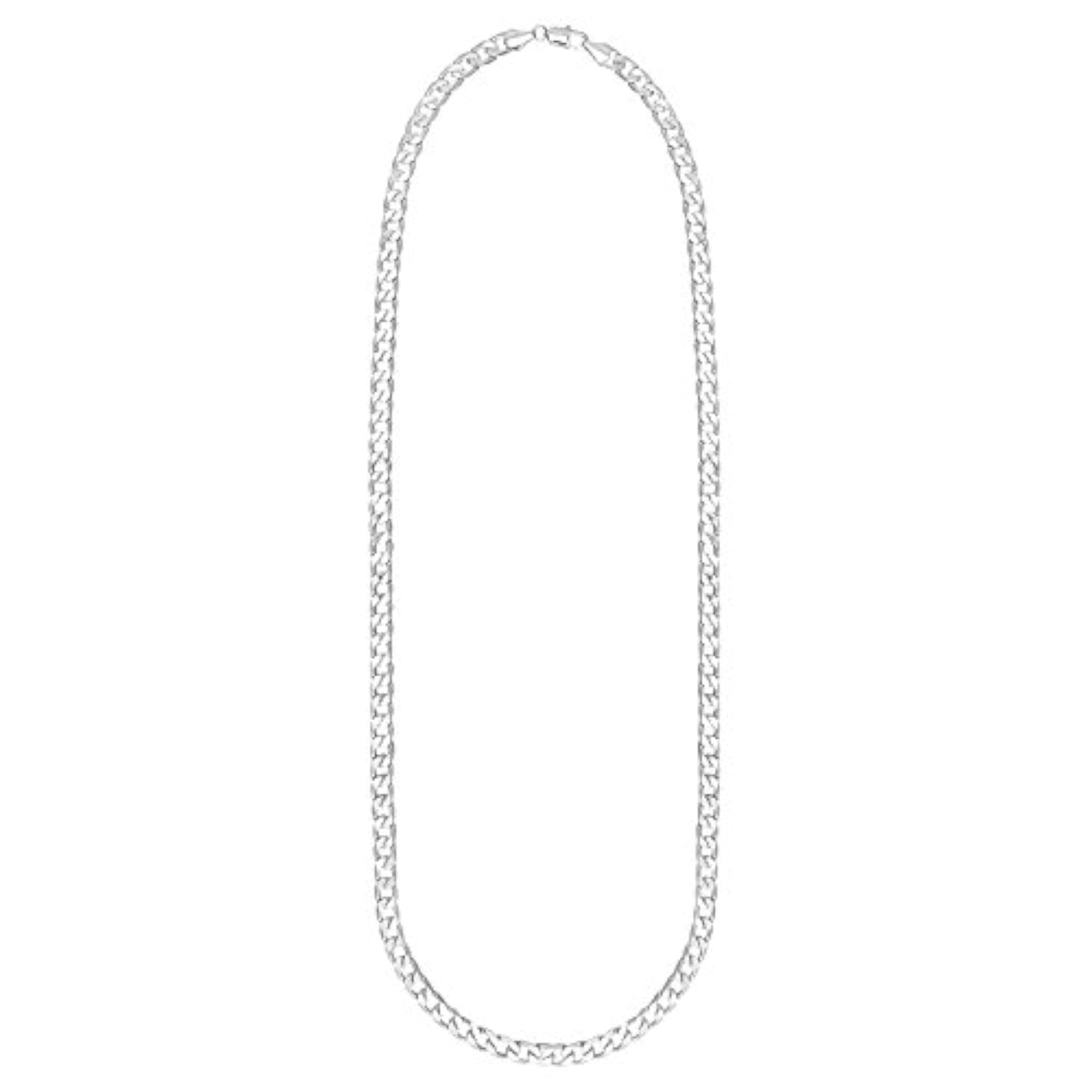 925 Silver Plated Cuban Link Bracelet & Necklace Combo, Gift Pack