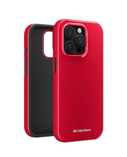Image of DailyObjects Enamel Bumper MagSafe Case for iPhone 14 Pro Max Compatible with MagSafe Wireless Charging | Red Magnetic Back Cover