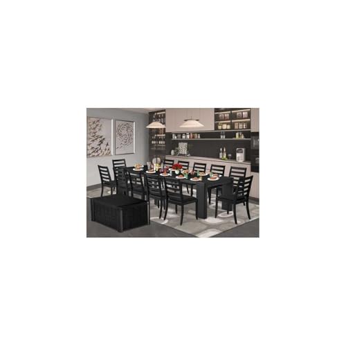 HomeStock 14-Piece Dining Set Rectangular Table & 12 Linen Chairs