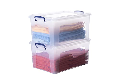 Image of Superio Storage Bins with Lids, Clear Plastic Containers for Organizing, Stackable Totes, BPA Free, Odor Free, Organizer Boxes for Home, and Dorm (2 Pack, 28.5 Qt)