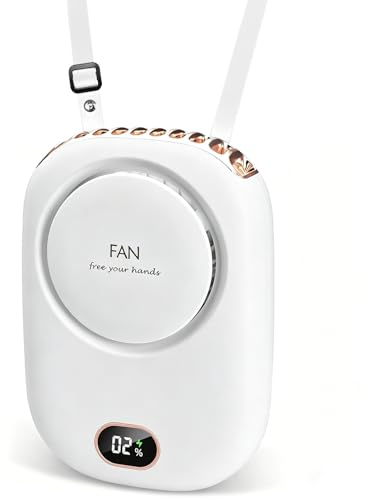 Yakiter Portable Hanging Neck Fan USB Portable Neck Fan Mini Hanging Neck Fan with Adjustable Lanyard and Bracket 3 Speed for Women Kids Girls Men Outdoor Travel Camping Park Fan White