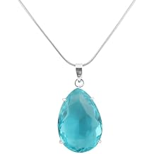 GEMHUB Sterling Silver Necklace 50-99 Carat Pear Shaped Gemstone Pendant for Women