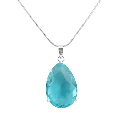 GEMHUB Silver Pendants 97.50 Carat Blue Topaz Pendant Gemstone Necklace Sterling Silver Pendant